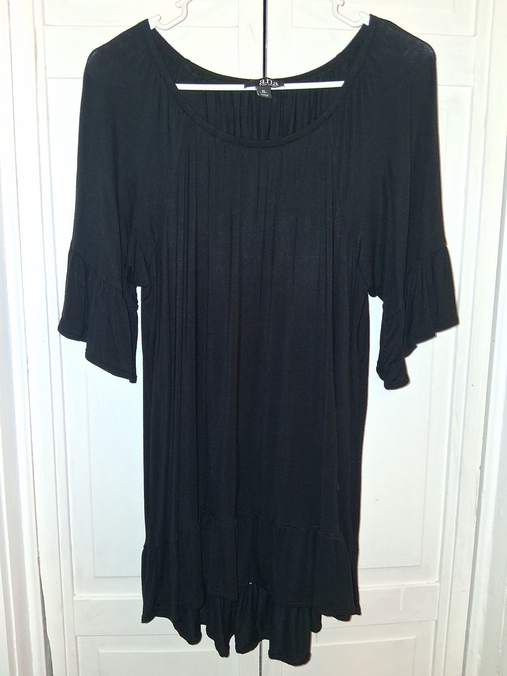 a.n.a Black Ruffle Hem Flutter Sleeve Tunic
